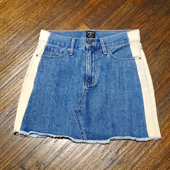 𝅺just BLACK BRAND Side Stripe Denim Mini Skirt XS - Picture 4 of 10